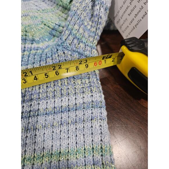 NWT Alfred Dunner Seafoan Teal Green Blue Stripe Sweater Cardigan Size 1X - Picture 5 of 6